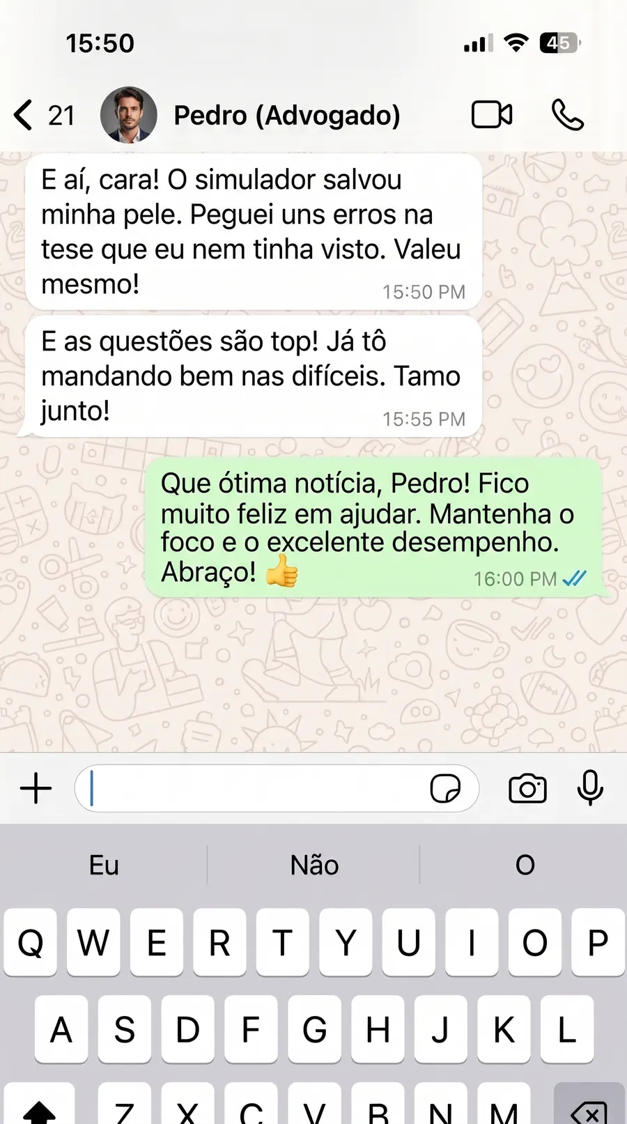 Depoimento de Pedro — Advogado em preparação